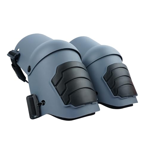 Durable Gray/Black Knee Pads with Strong Straps for Work and Play