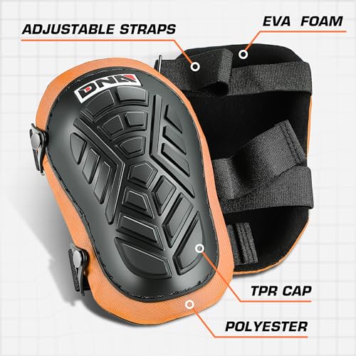 Heavy Duty Orange Knee Pads for Construction and Gardening